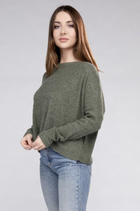 Zenana Ribbed Dolman Long Sleeve Sweater