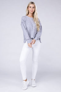 Zenana Brushed Melange Hacci Oversized Sweater