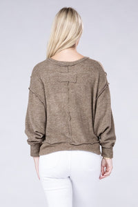 Zenana Brushed Melange Hacci Oversized Sweater