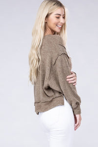 Zenana Brushed Melange Hacci Oversized Sweater