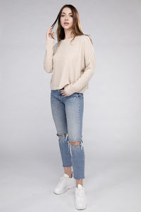 Zenana Ribbed Dolman Long Sleeve Sweater