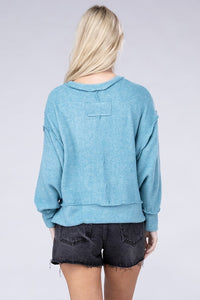 Zenana Brushed Melange Hacci Oversized Sweater