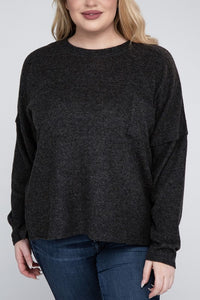 Zenana Plus Ribbed Brushed Melange Hacci Sweater