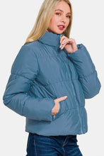 Load image into Gallery viewer, Zenana Cozy Zip Up Turtleneck Puffer Jacket with Pockets
