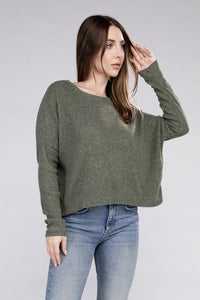 Zenana Ribbed Dolman Long Sleeve Sweater