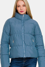 Load image into Gallery viewer, Zenana Cozy Zip Up Turtleneck Puffer Jacket with Pockets
